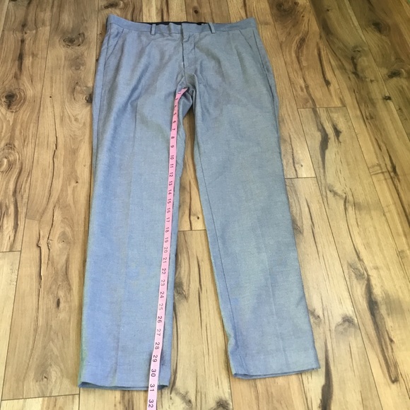 H&M Pants Hm Mens Cotton Blend Slim Fit Textured Twill Grey Dress